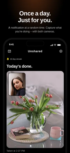 Mobilní aplikace Unshared — soukromý deník okamžiků na iPhonu